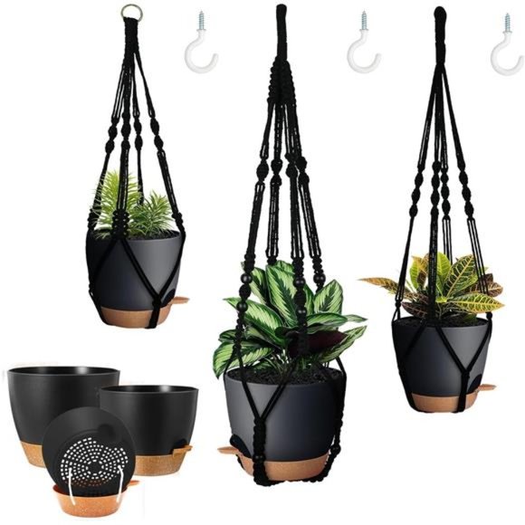 Other - 3 Pack Self Watering Hanging Planters Macrame